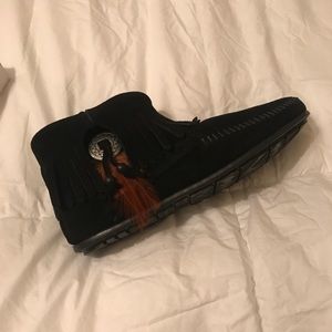 Suede fringe ankle boots